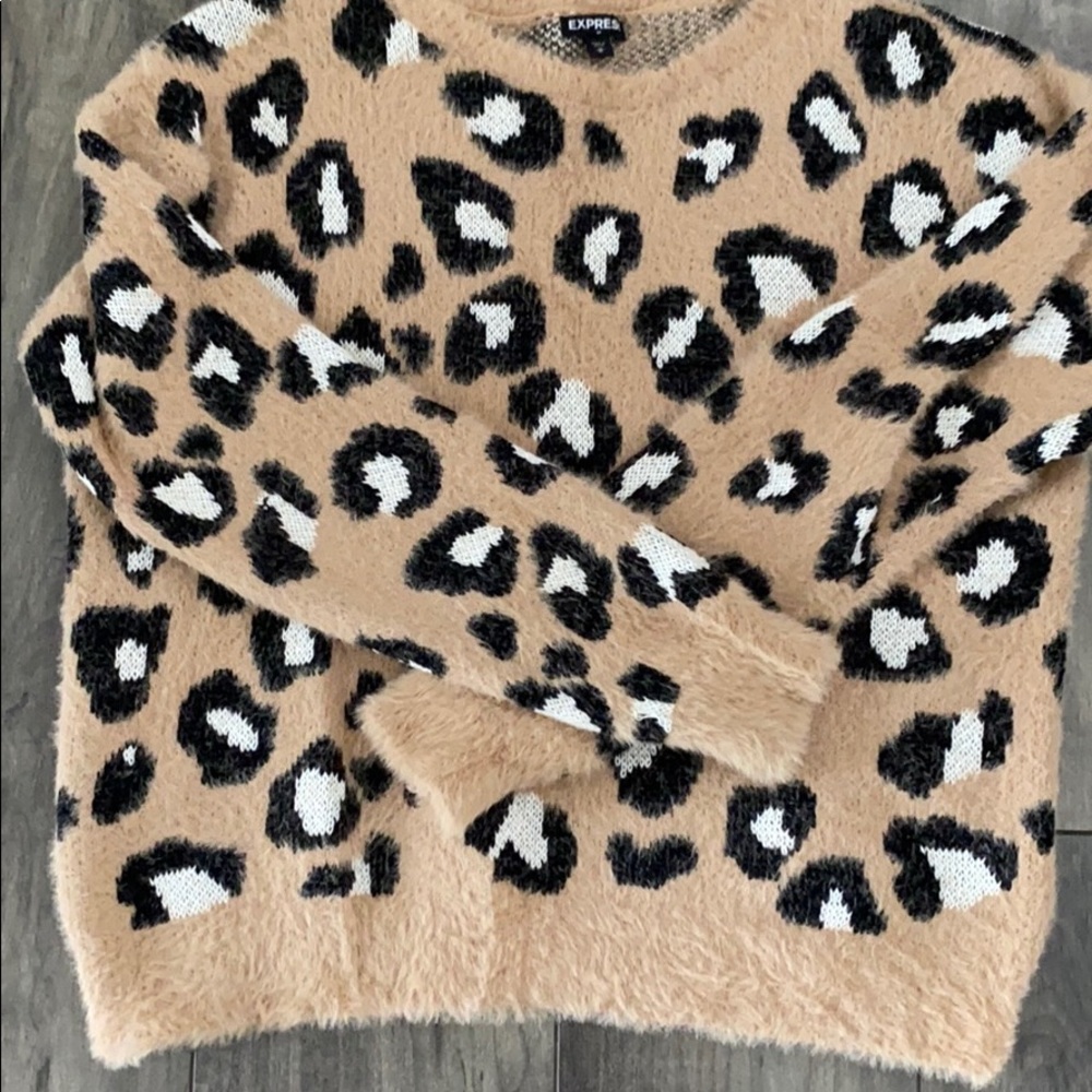 Express animal print cropped sweater